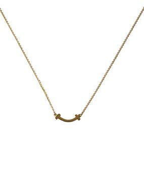 Tiffany 18k T Smile Mini Pendant Necklace Rose Gold